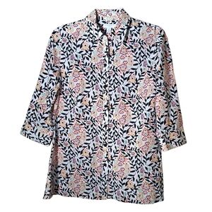 Charter Club Floral Button-Down Tunic Shirt Size 8P